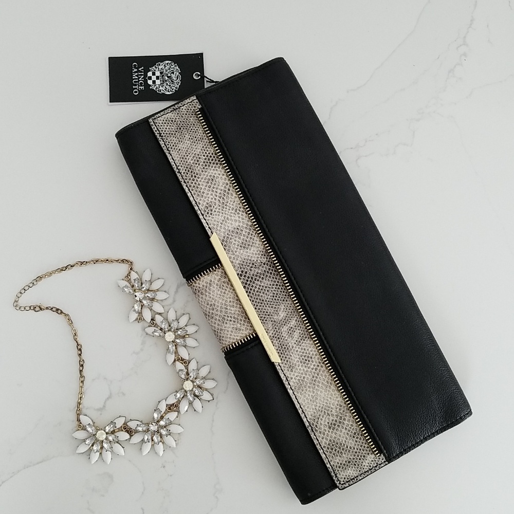 Vince camuto leather clutch